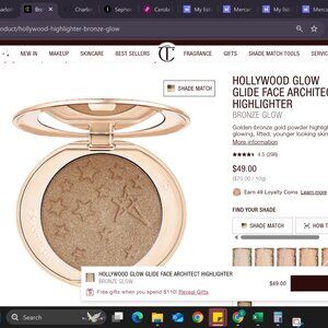 NWT CHARLOTTE TILBURY HOLLYWOOD GLOW GLIDE FACE ARCHITECT HIGHLIGHTER BRONZE GLO